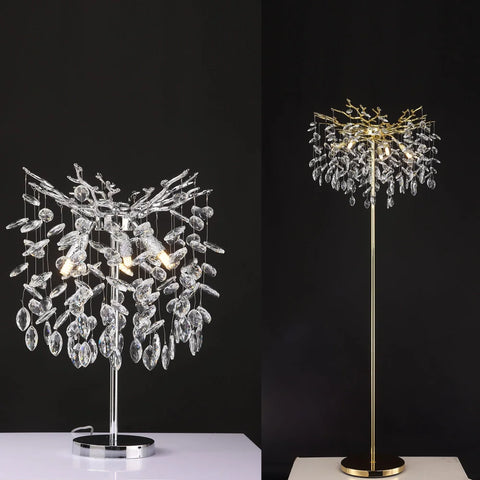 Salome Modern Clear Crystal Table Lamp For Bedroom Gold Branch Chandelier