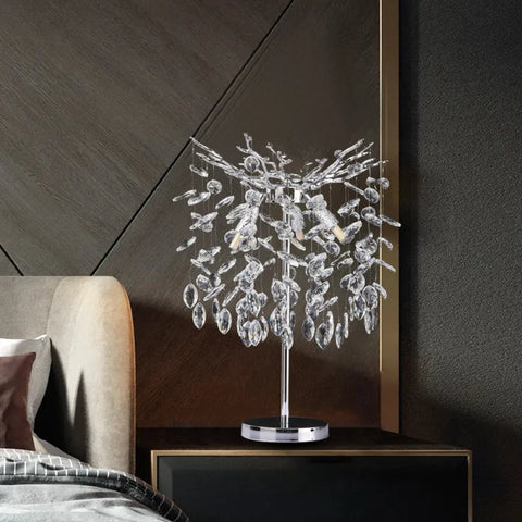 Salome Modern Clear Crystal Table Lamp For Bedroom Sliver Branch Chandelier