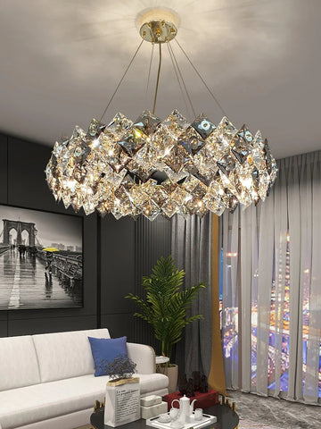 Scale Crystal Round Chandelier Φ 23.6″ - Yiosilamp