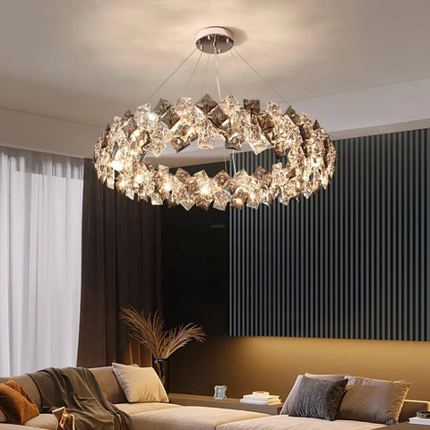 Scale Crystal Round Chandelier Φ 23.6″ - Yiosilamp