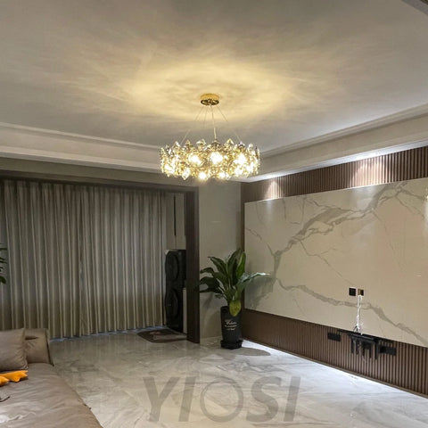 Scale Crystal Round Chandelier Φ 23.6″ - Yiosilamp