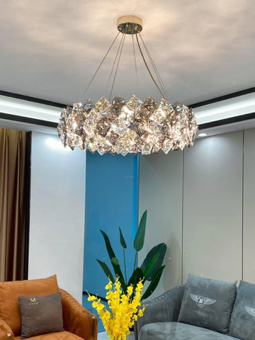 Scale Crystal Round Chandelier Φ 23.6″ - Yiosilamp