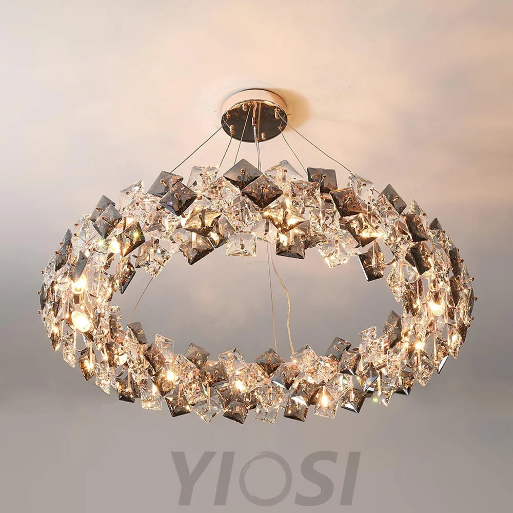 Scale Crystal Round Chandelier Φ 23.6″ - Yiosilamp