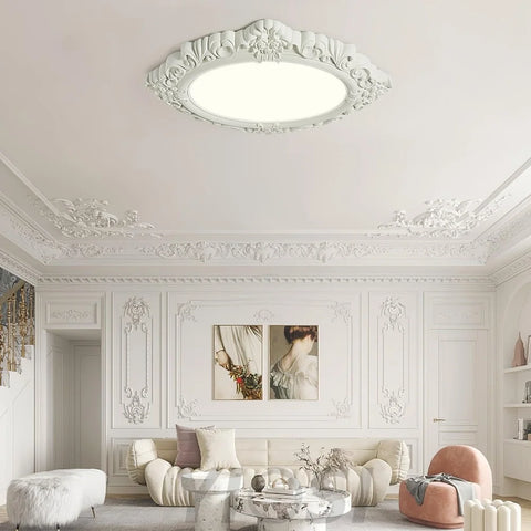 Sculpted Resin Ceiling Lamp  ∅ 34.3″ - Beige, Brick red, Flush Mounts, Green, White, Yellow-green-1-Yiosilamp