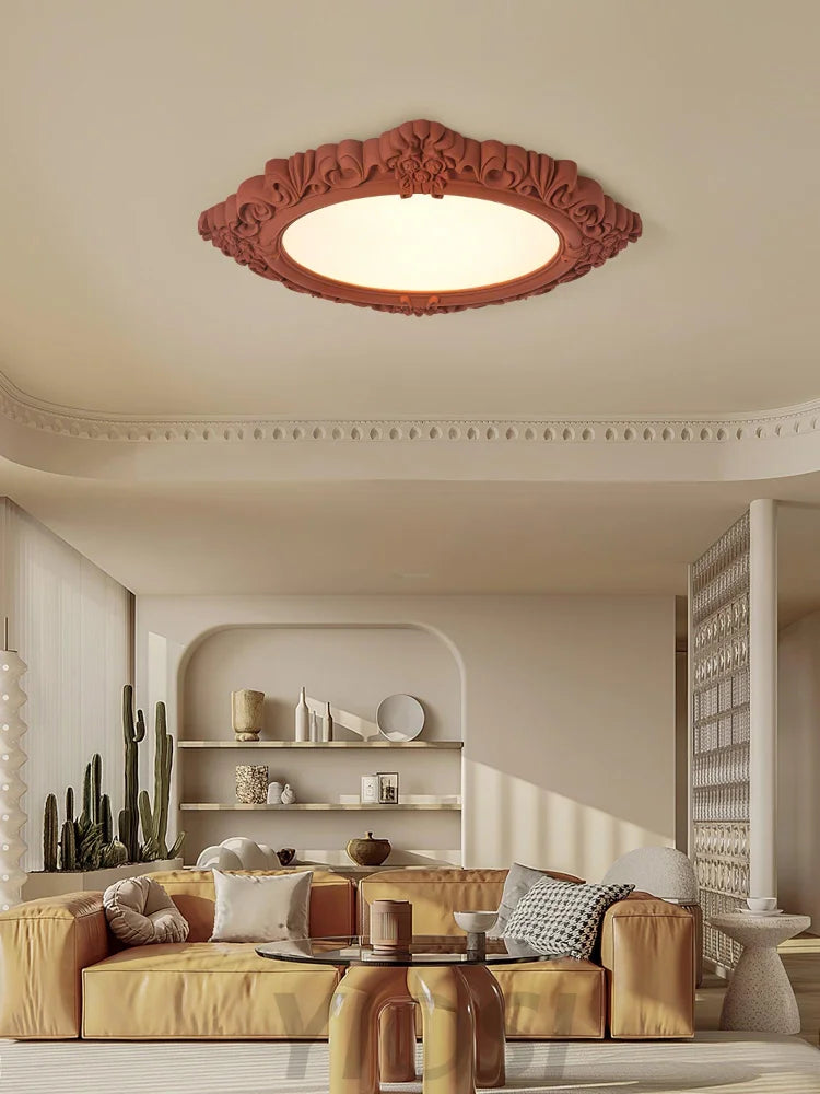 Sculpted Resin Ceiling Lamp  ∅ 34.3″ - Beige, Brick red, Flush Mounts, Green, White, Yellow-green-1-Yiosilamp