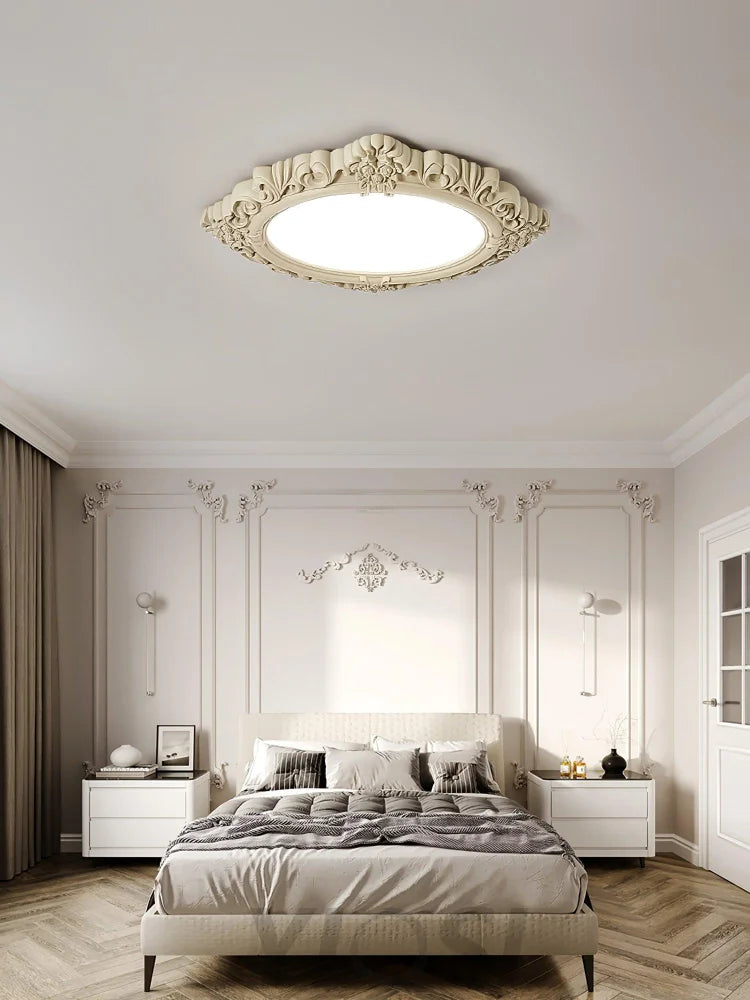 Sculpted Resin Ceiling Lamp  ∅ 34.3″ - Beige, Brick red, Flush Mounts, Green, White, Yellow-green-1-Yiosilamp