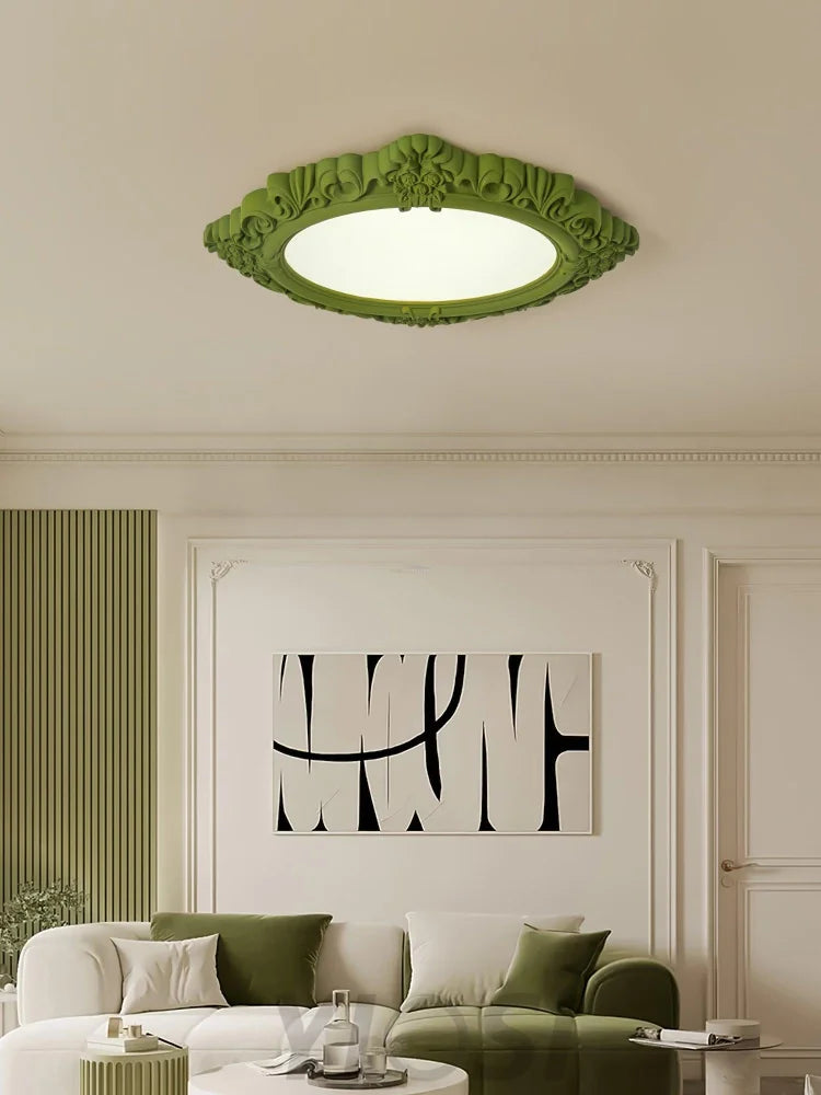 Sculpted Resin Ceiling Lamp  ∅ 34.3″ - Beige, Brick red, Flush Mounts, Green, White, Yellow-green-1-Yiosilamp