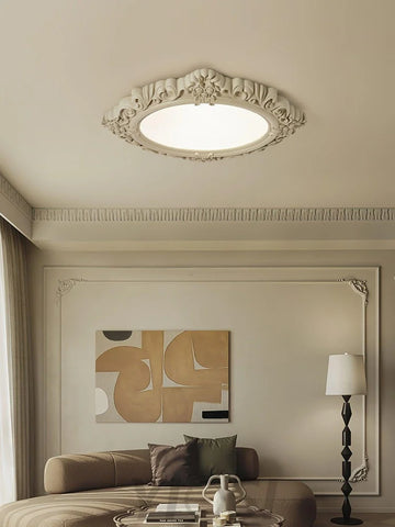 Sculpted Resin Ceiling Lamp  ∅ 34.3″ - Beige, Brick red, Flush Mounts, Green, White, Yellow-green-1-Yiosilamp