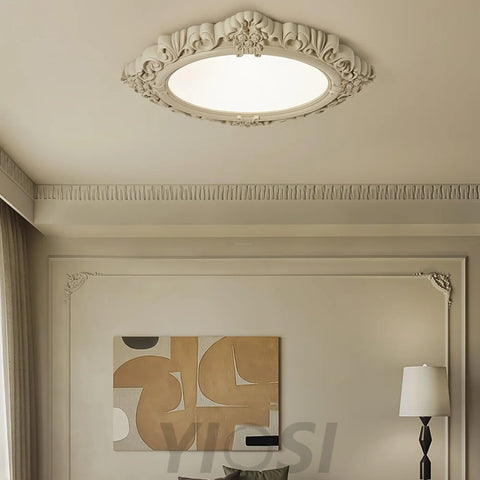Sculpted Resin Ceiling Lamp  ∅ 34.3″ - Beige, Brick red, Flush Mounts, Green, White, Yellow-green-1-Yiosilamp