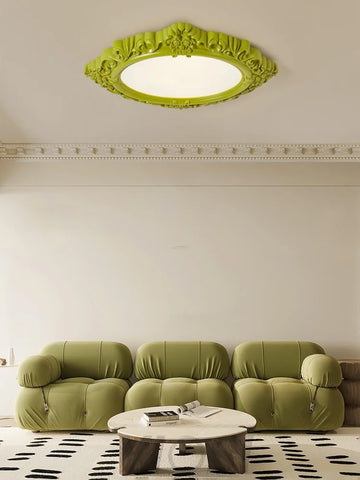 Sculpted Resin Ceiling Lamp  ∅ 34.3″ - Beige, Brick red, Flush Mounts, Green, White, Yellow-green-1-Yiosilamp