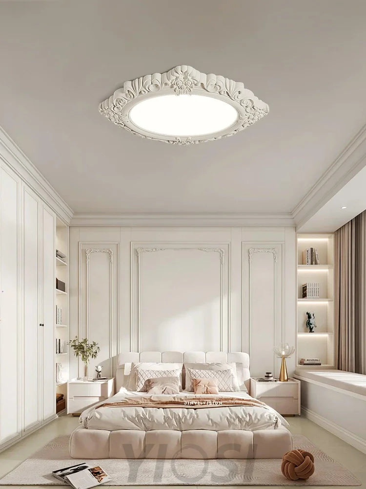 Sculpted Resin Ceiling Lamp  ∅ 34.3″ - Beige, Brick red, Flush Mounts, Green, White, Yellow-green-1-Yiosilamp