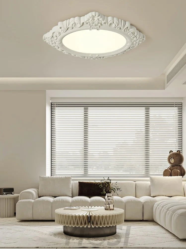 Sculpted Resin Ceiling Lamp  ∅ 34.3″ - Beige, Brick red, Flush Mounts, Green, White, Yellow-green-1-Yiosilamp