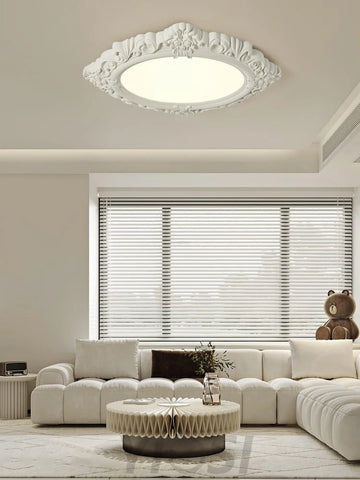 Sculpted Resin Ceiling Lamp  ∅ 34.3″ - Beige, Brick red, Flush Mounts, Green, White, Yellow-green-1-Yiosilamp