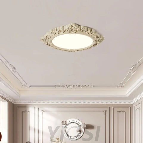 Sculpted Resin Ceiling Lamp  ∅ 34.3″ - Beige, Brick red, Flush Mounts, Green, White, Yellow-green-1-Yiosilamp