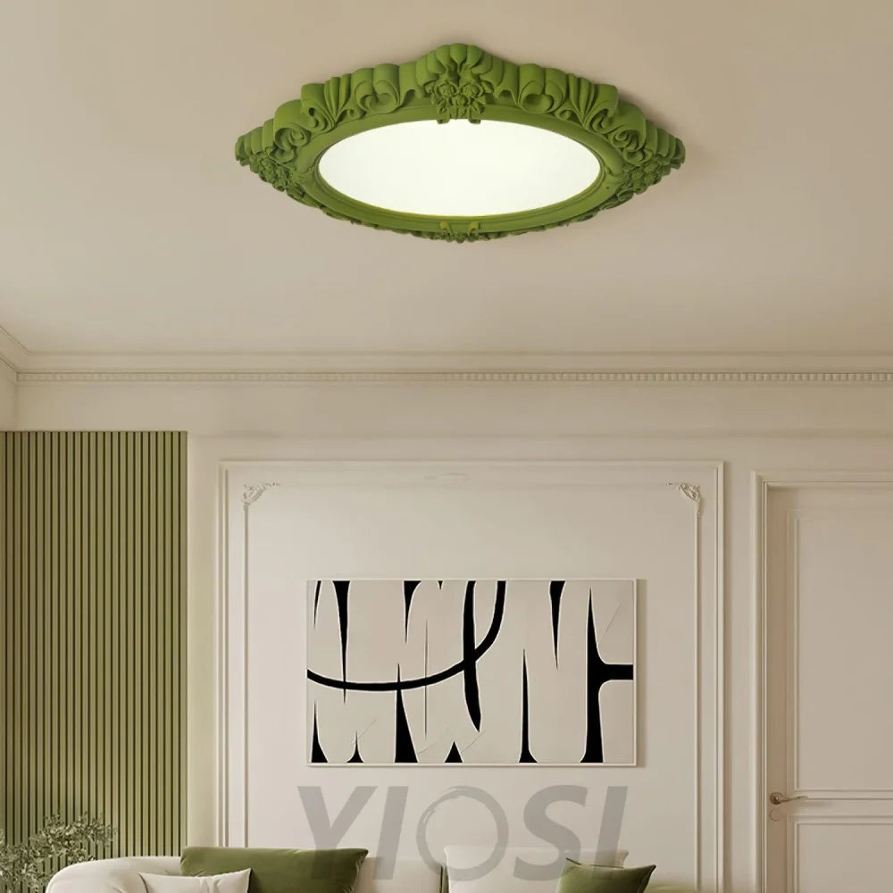Sculpted Resin Ceiling Lamp  ∅ 34.3″ - Beige, Brick red, Flush Mounts, Green, White, Yellow-green-1-Yiosilamp