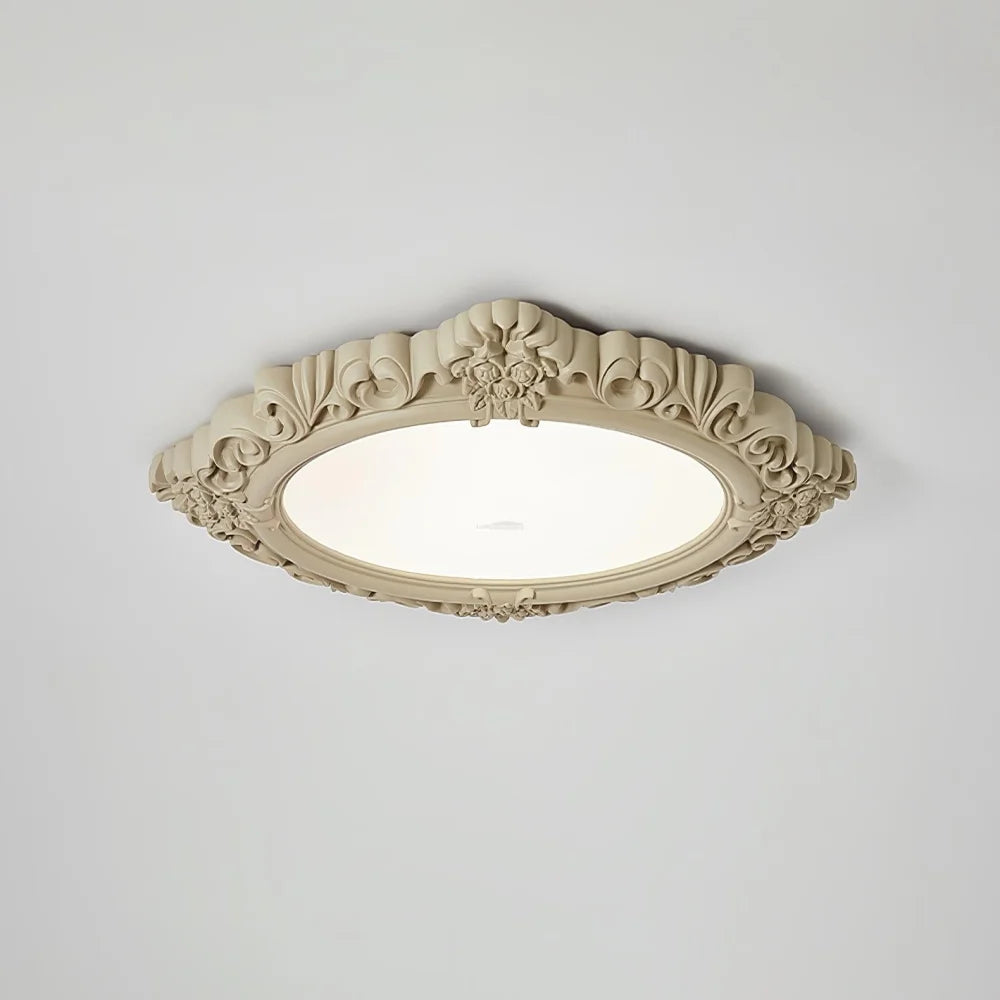 Sculpted Resin Ceiling Lamp  ∅ 34.3″ - Beige, Brick red, Flush Mounts, Green, White, Yellow-green-1-Yiosilamp