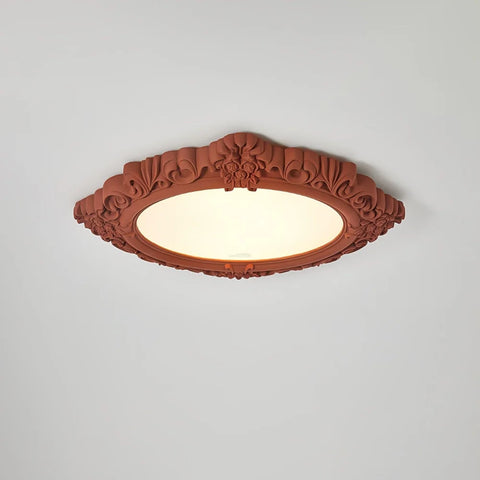 Sculpted Resin Ceiling Lamp  ∅ 34.3″ - Beige, Brick red, Flush Mounts, Green, White, Yellow-green-1-Yiosilamp