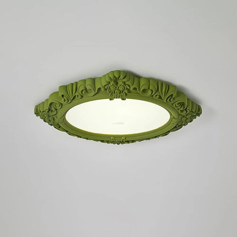 Sculpted Resin Ceiling Lamp  ∅ 34.3″ - Beige, Brick red, Flush Mounts, Green, White, Yellow-green-1-Yiosilamp