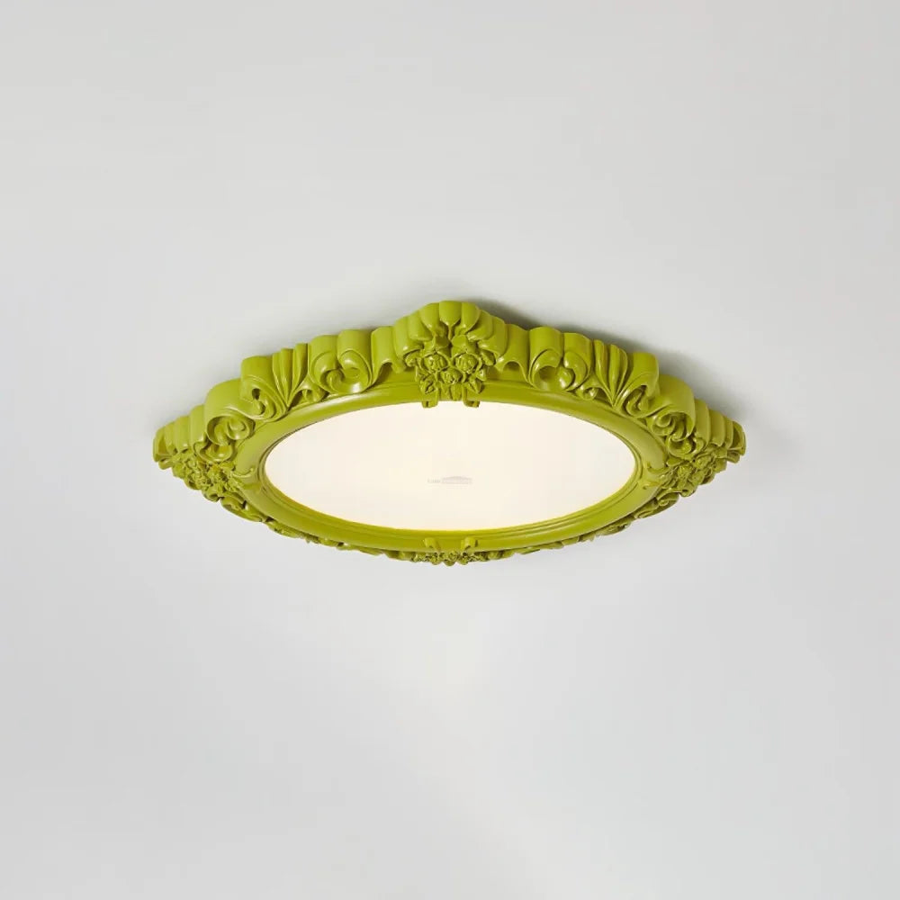 Sculpted Resin Ceiling Lamp  ∅ 34.3″ - Beige, Brick red, Flush Mounts, Green, White, Yellow-green-1-Yiosilamp