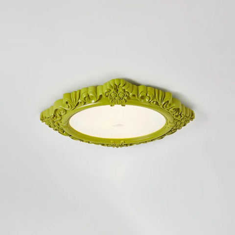 Sculpted Resin Ceiling Lamp  ∅ 34.3″ - Beige, Brick red, Flush Mounts, Green, White, Yellow-green-1-Yiosilamp