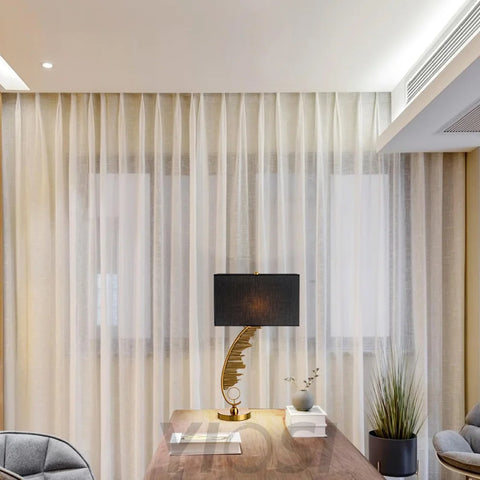 Sculptural Table Lamp ∅ 14.9″ - Fabric-1-Yiosilamp