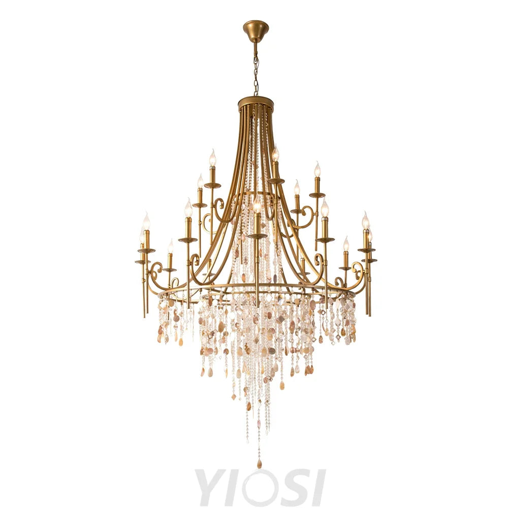 Tatum Lux Shell Crystal Chandelier – 21 Heads Copper