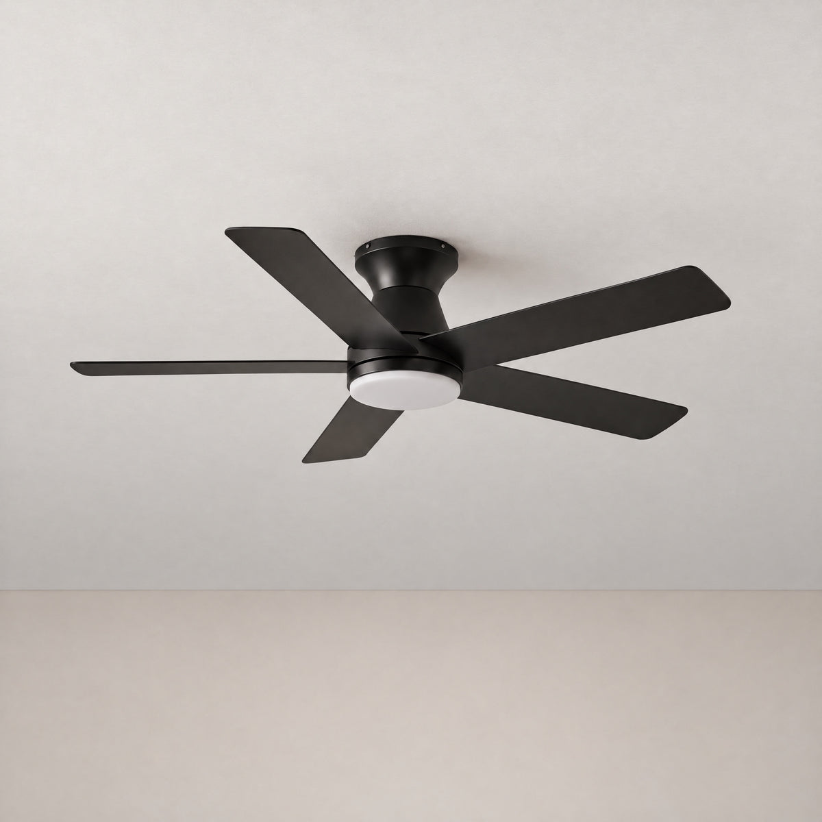 Silent Double-Sided Wood Blade Flush Mount Ceiling Fan – lights off