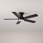 Silent Double-Sided Wood Blade Flush Mount Ceiling Fan – lights off