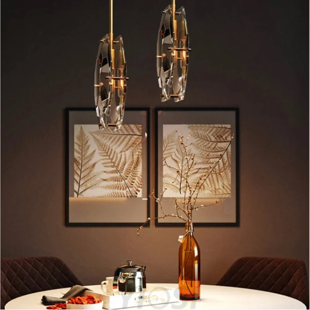 Simple Faceted Crystal Pendant Light