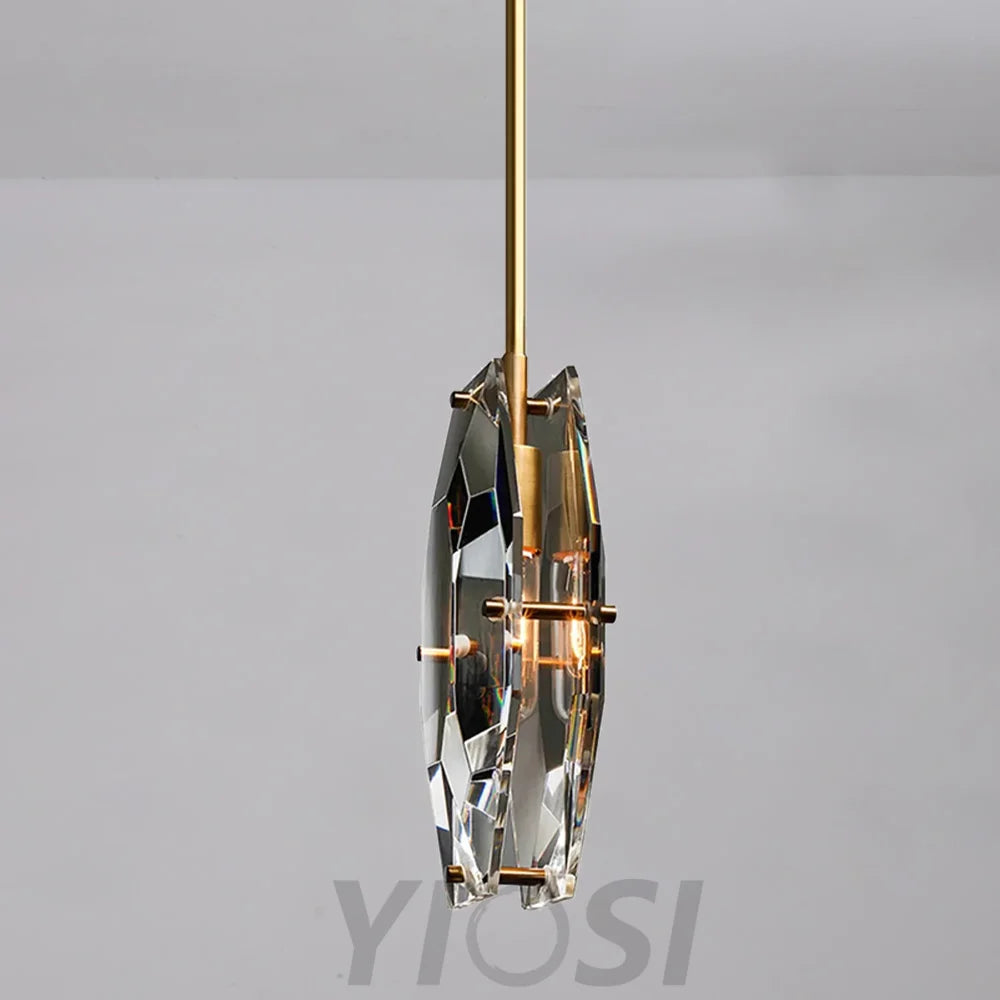 Simple Faceted Crystal Pendant Light