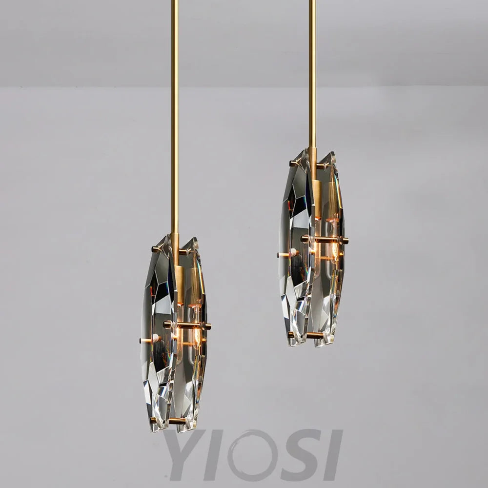 Simple Faceted Crystal Pendant Light