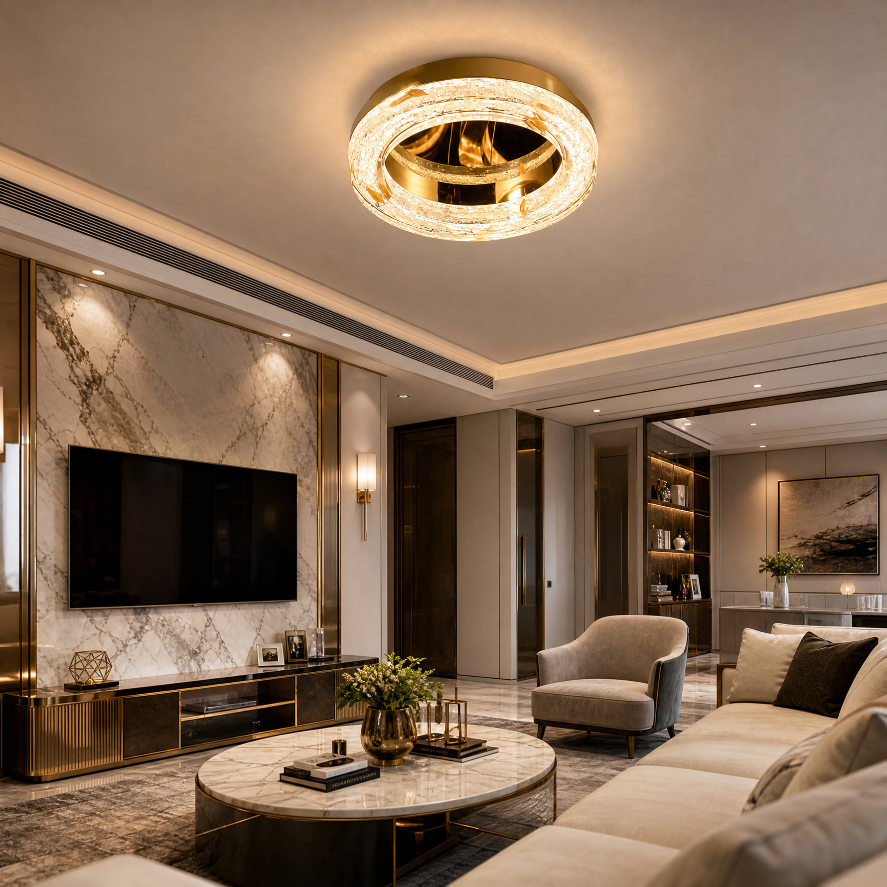 Sky Garden Modern Crystal Flush Mount Ceiling Light - scene