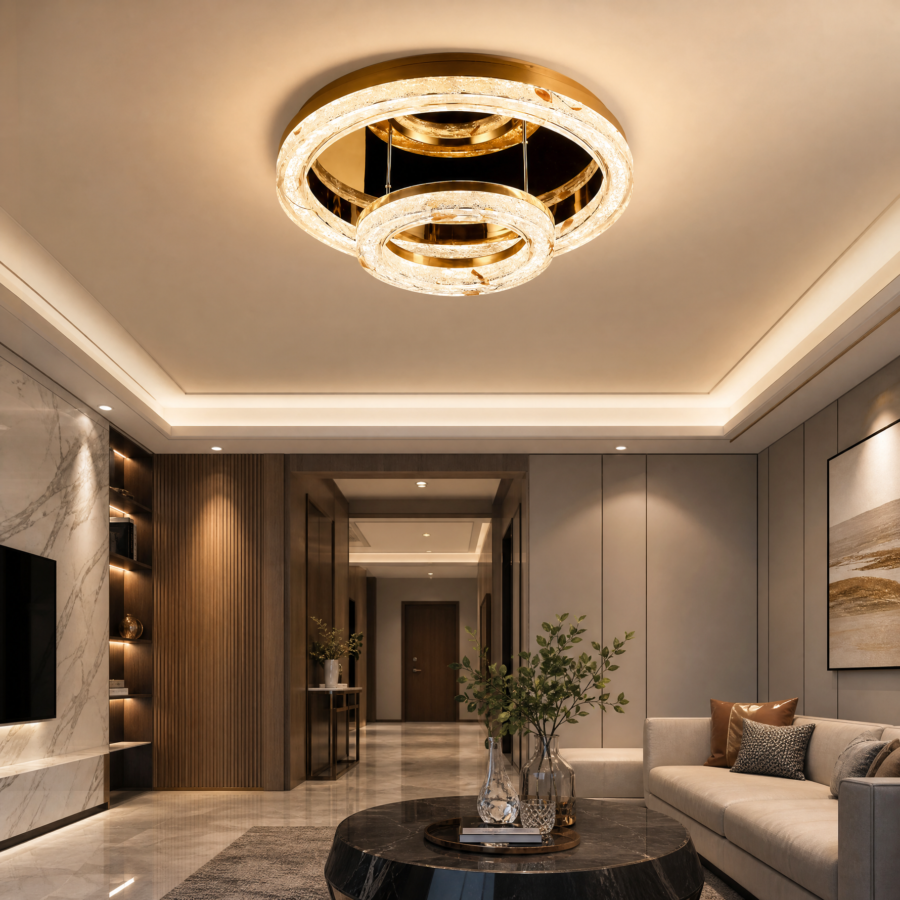 Sky Garden Modern Crystal Flush Mount Ceiling Light - scene