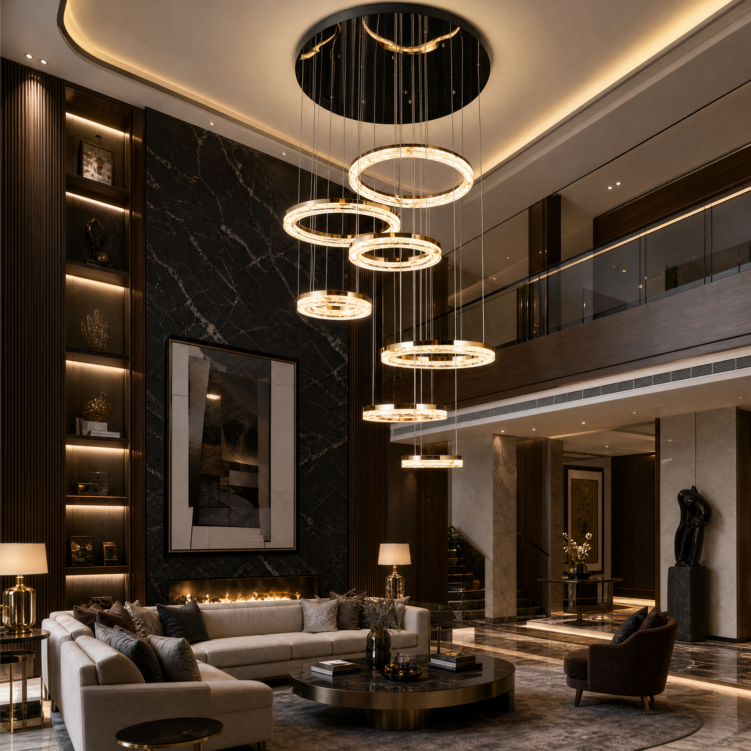 Sky Garden Modern Sculptural Ring Chandelier - scene