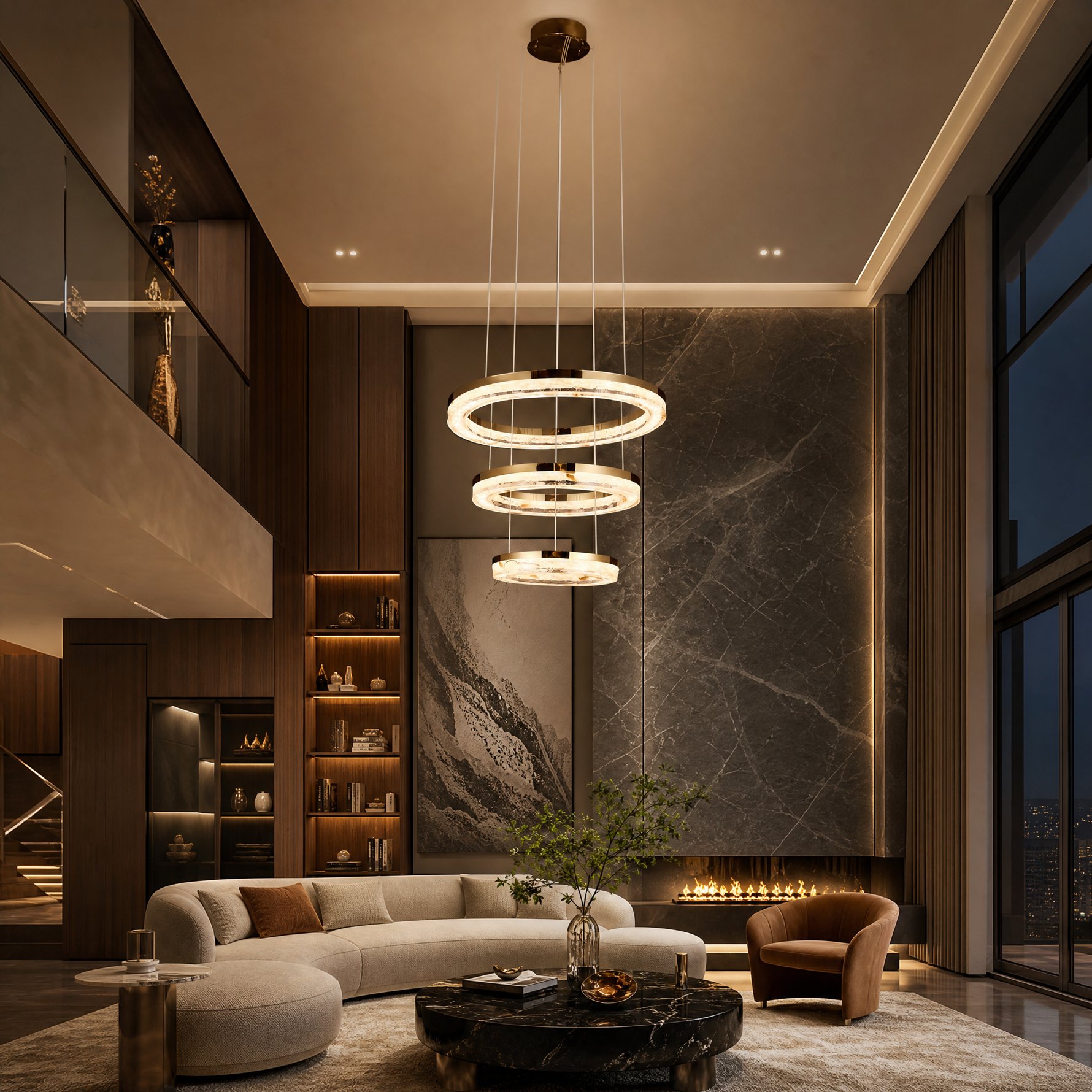 Sky Garden Modern Sculptural Ring Chandelier - scene