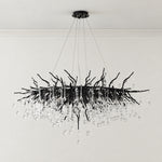 Small Water Drop Branch Oval Pendant 115cm - Black – lights off