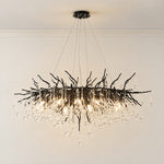 Small Water Drop Branch Oval Pendant 115cm - Black – lights on
