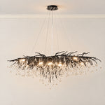 Small Water Drop Branch Oval Pendant 155cm - Black – lights on
