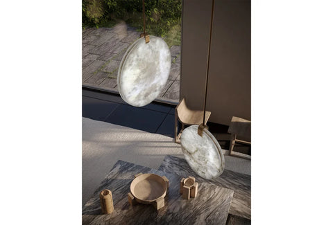 Soho Real Alabaster Disc Pendant Light Lamp For Hallway Staircase