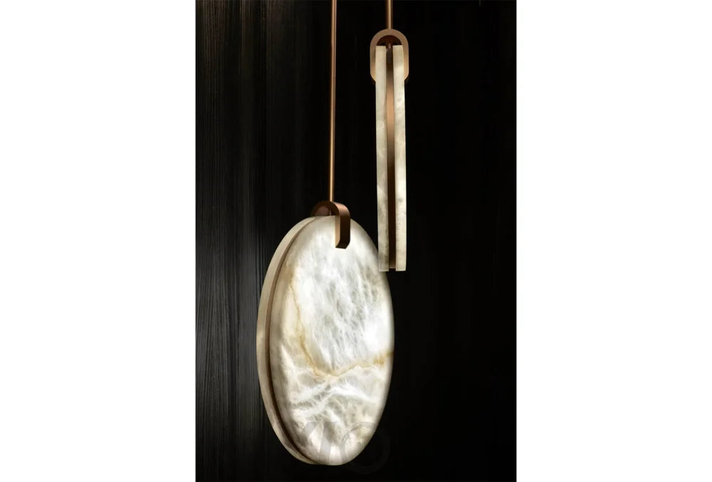 Soho Real Alabaster Disc Pendant Light Lamp For Hallway Staircase