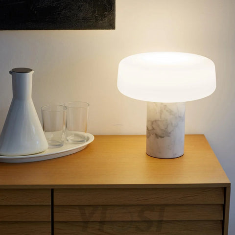 Solid Table Light  ∅ 11.8″ - Alabaster-1-Yiosilamp