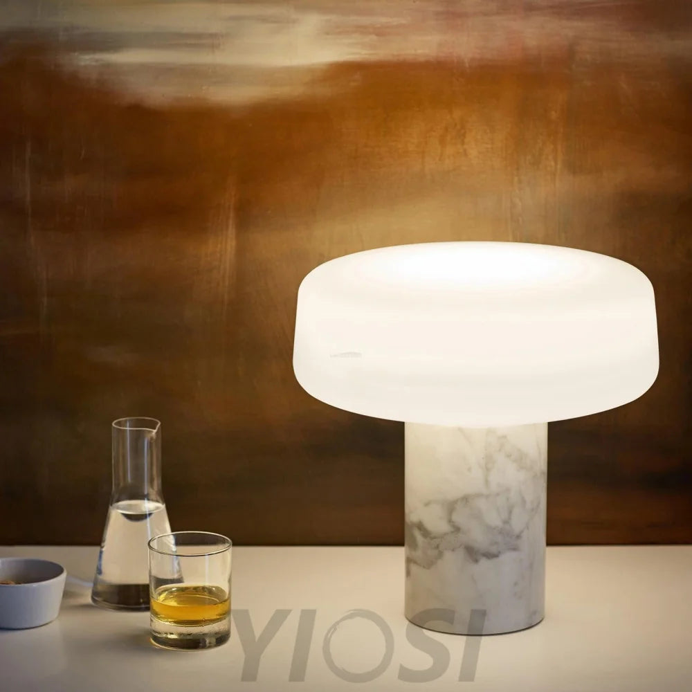 Solid Table Light  ∅ 11.8″ - Alabaster-1-Yiosilamp