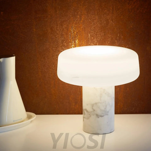 Solid Table Light  ∅ 11.8″ - Alabaster-1-Yiosilamp