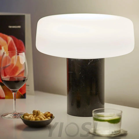 Solid Table Light  ∅ 11.8″ - Alabaster-1-Yiosilamp