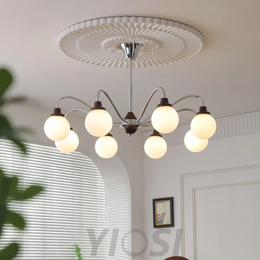 Solid Wood Magic Bean Chandelier with 4/6/8 heads - Bend, Marshmallow Chandelier-1-Yiosilamp