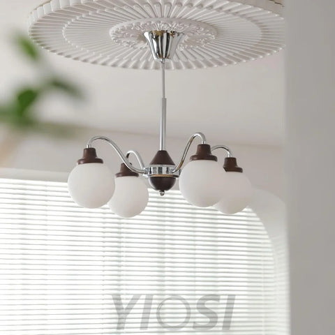 Solid Wood Magic Bean Chandelier with 4/6/8 heads - Bend, Marshmallow Chandelier-1-Yiosilamp