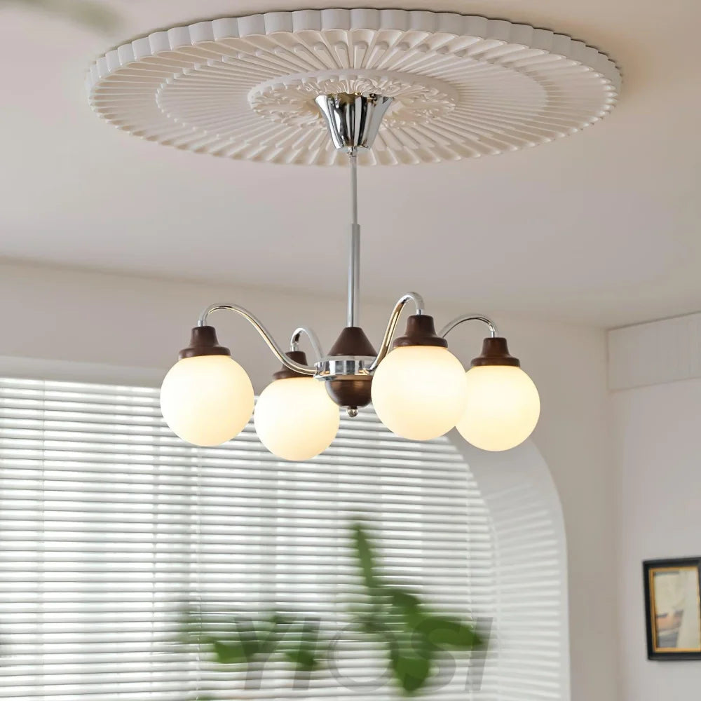 Solid Wood Magic Bean Chandelier with 4/6/8 heads - Bend, Marshmallow Chandelier-1-Yiosilamp