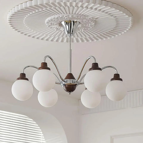 Solid Wood Magic Bean Chandelier with 4/6/8 heads - Bend, Marshmallow Chandelier-1-Yiosilamp