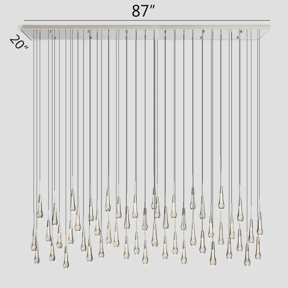 Solitaire Linear Chandelier 37’’50’’70’’87’’120’’ 87’’W / Nickel Chandelier