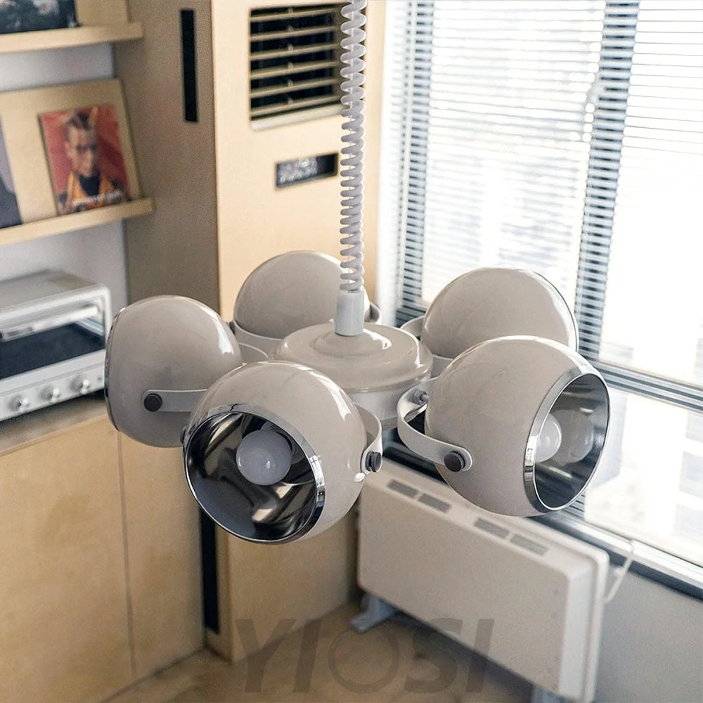 Space Age Pendant Lamp ∅ 17.7″ - Bend, Marshmallow Chandelier-1-Yiosilamp